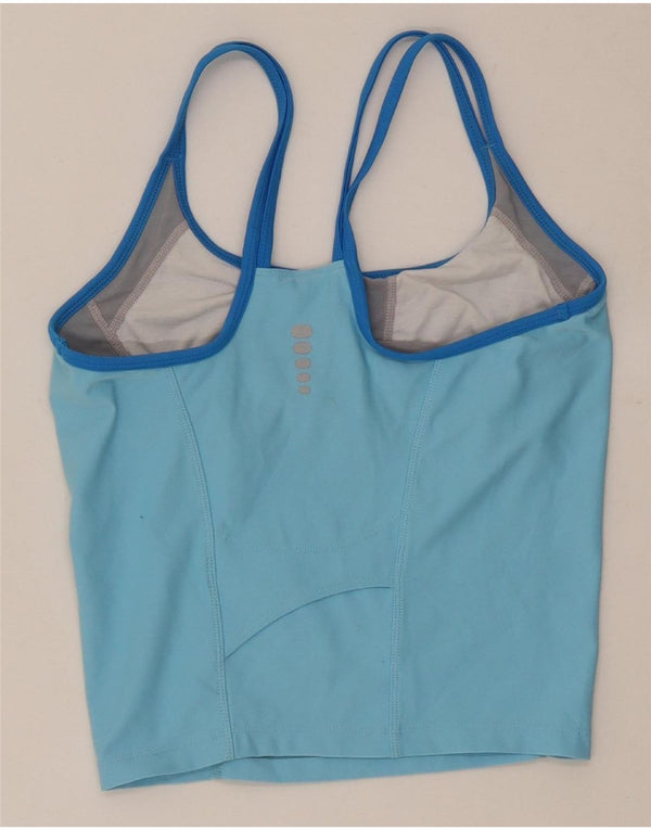 Nike Womens Dri Fit Crop Vest Top US 4/6 Pequeno Azul Colourblock Poliéster