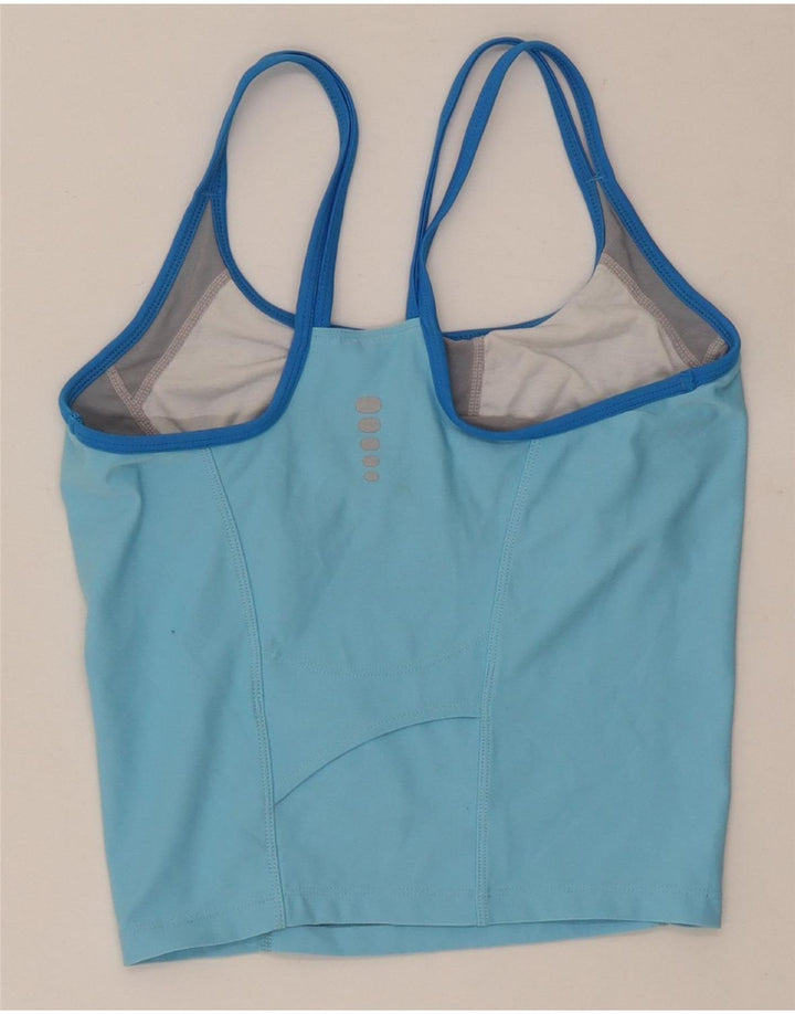 Nike Womens Dri Fit Crop Vest Top US 4/6 Pequeno Azul Colourblock Poliéster
