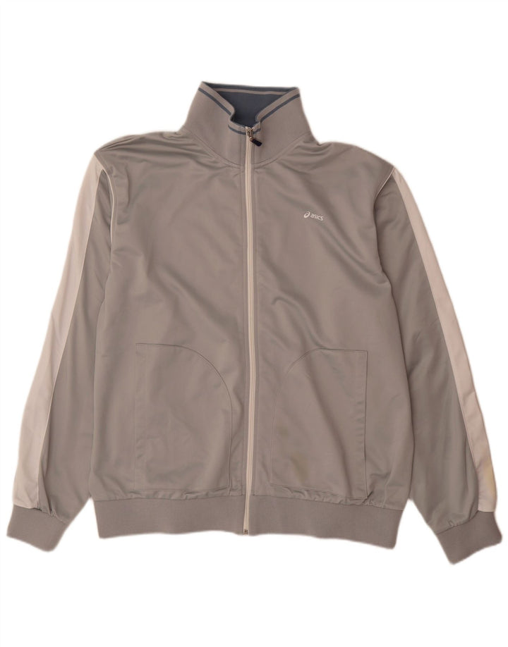 Asics Mens Tracksuit Top Jacket 2XL Cinza Colourblock Poliéster