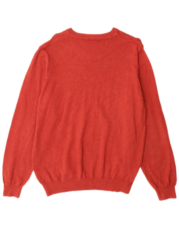 Suéter masculino Marks & Spencer com gola canoa grande de algodão vermelho