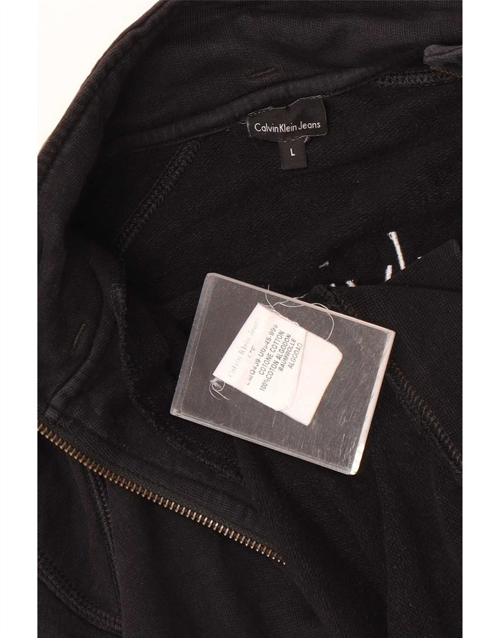 Calvin Klein Jeans masculino gráfico agasalho top jaqueta grande preto