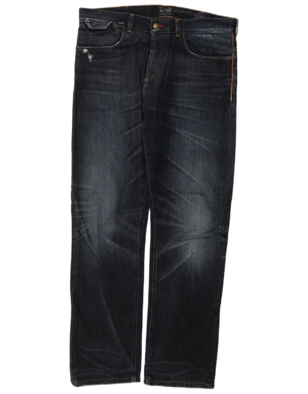 Armani Jeans Masculino Regular Straight Jeans W33 L31 Azul Marinho Algodão