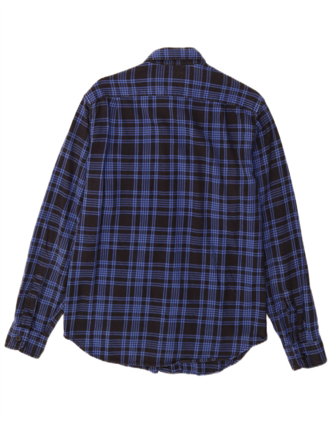 Camisa masculina de flanela J. CREW pequena azul xadrez de algodão