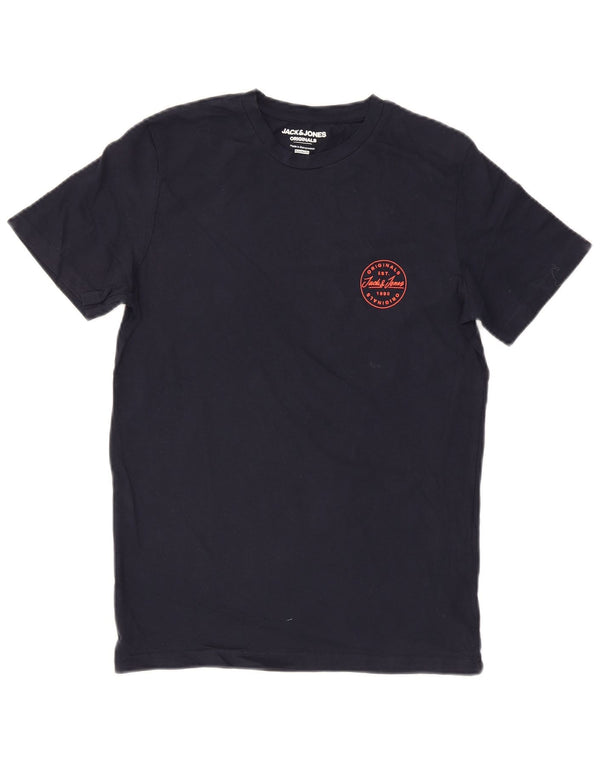 Camiseta masculina Jack & Jones Regular Fit pequena algodão azul marinho