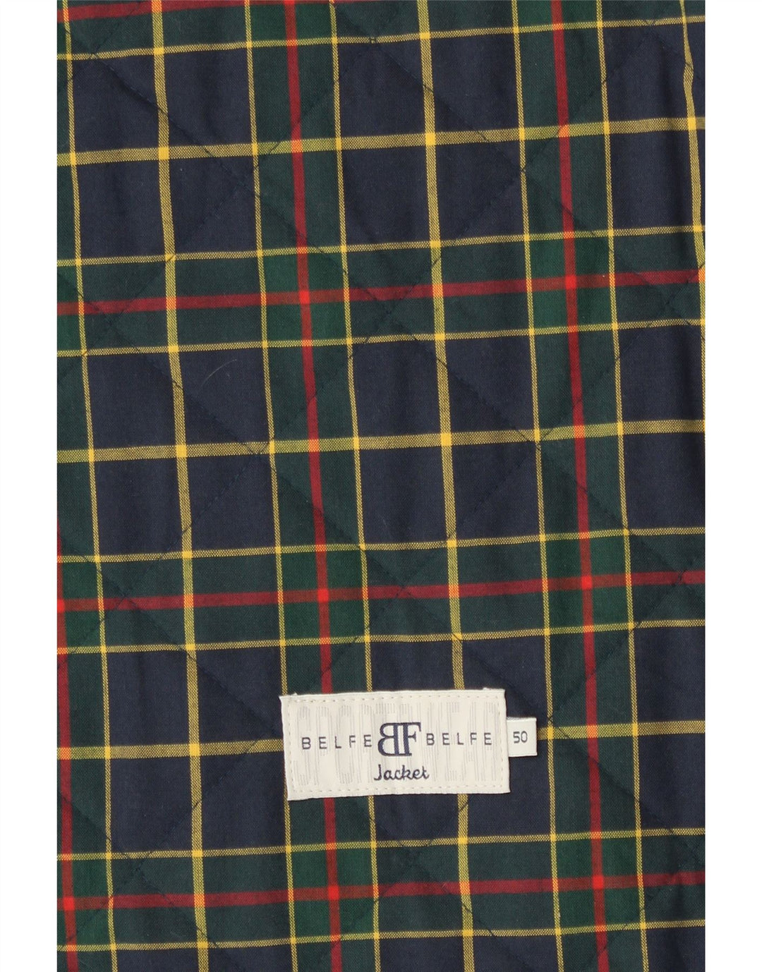 Belfe & Belfe Colete masculino acolchoado IT 50 grande xadrez azul marinho