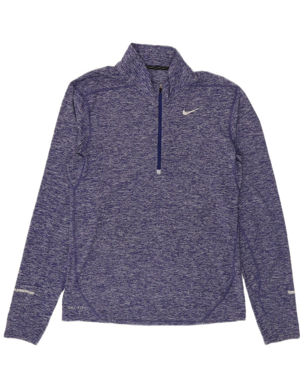 Nike Mens Dri Fit Zip Neck Pullover Treino Top Pequeno Roxo Salpicado