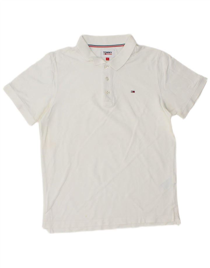Camisa polo masculina TOMMY HILFIGER grande algodão branco