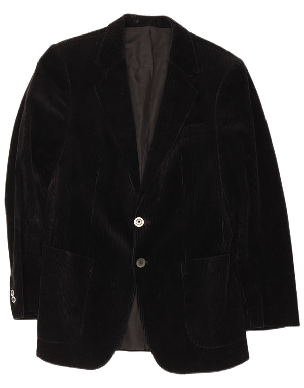Jaqueta blazer masculina de veludo cotelê Niedieck com 2 botões Reino Unido 36 algodão preto pequeno