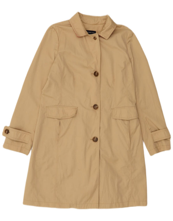 Casaco impermeável feminino Lands End UK 10 pequeno algodão bege
