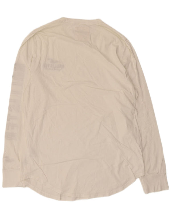 Top gráfico masculino Hollister de manga comprida XL de algodão branco