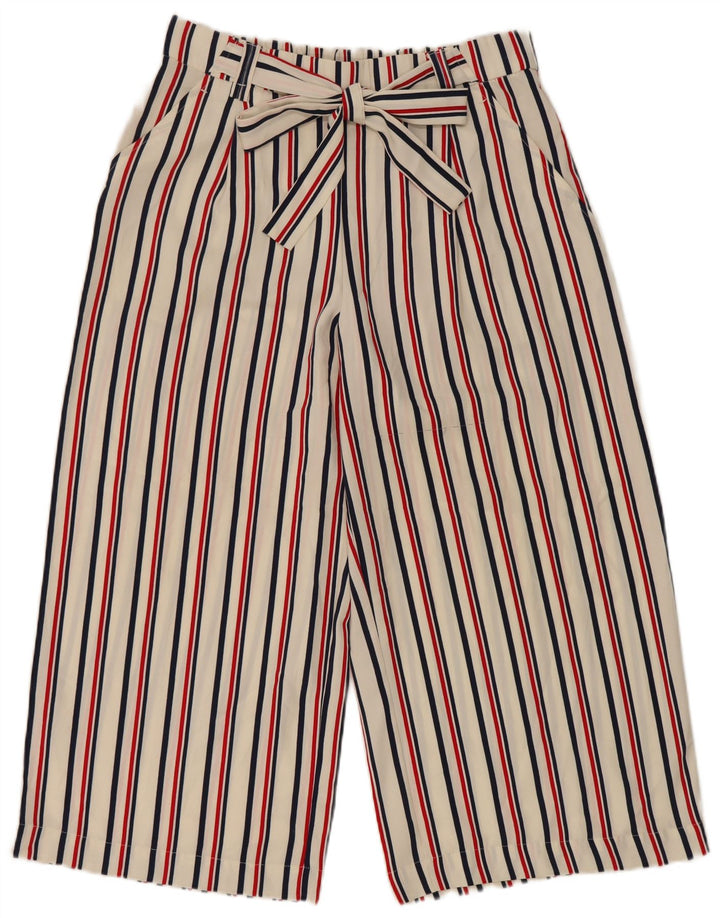 Calça capri feminina Zara grande W34 L22 listrada branca