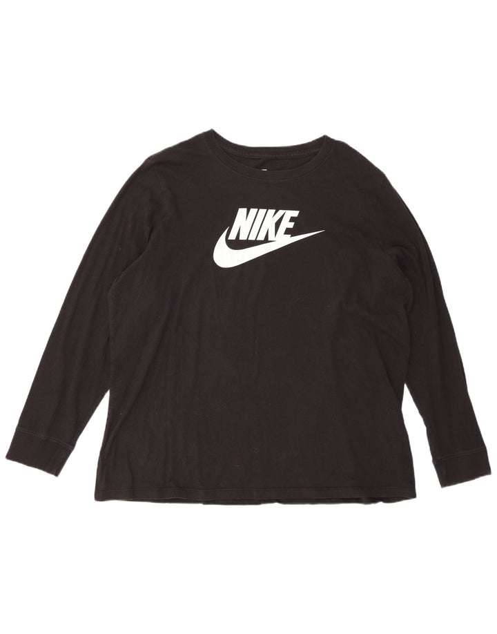 Top gráfico feminino Nike manga comprida UK 20 2XL algodão preto