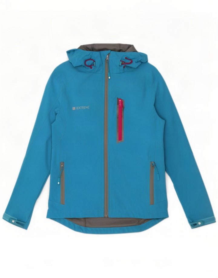 Mountain Warehouse Jaqueta corta-vento feminina com capuz Reino Unido 8 pequeno azul