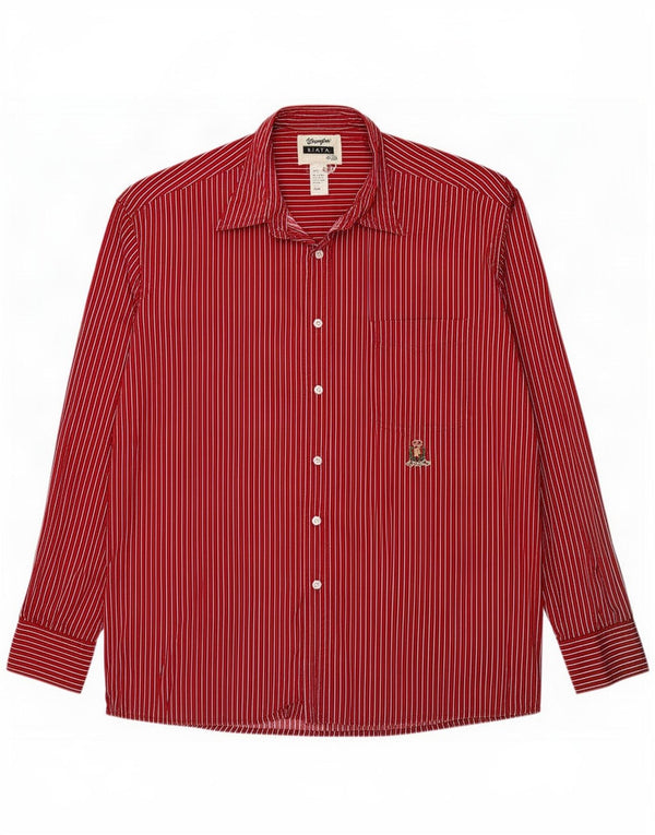 Wrangler Mens Riata Shirt Size 17 1/2 XL Red Striped Cotton