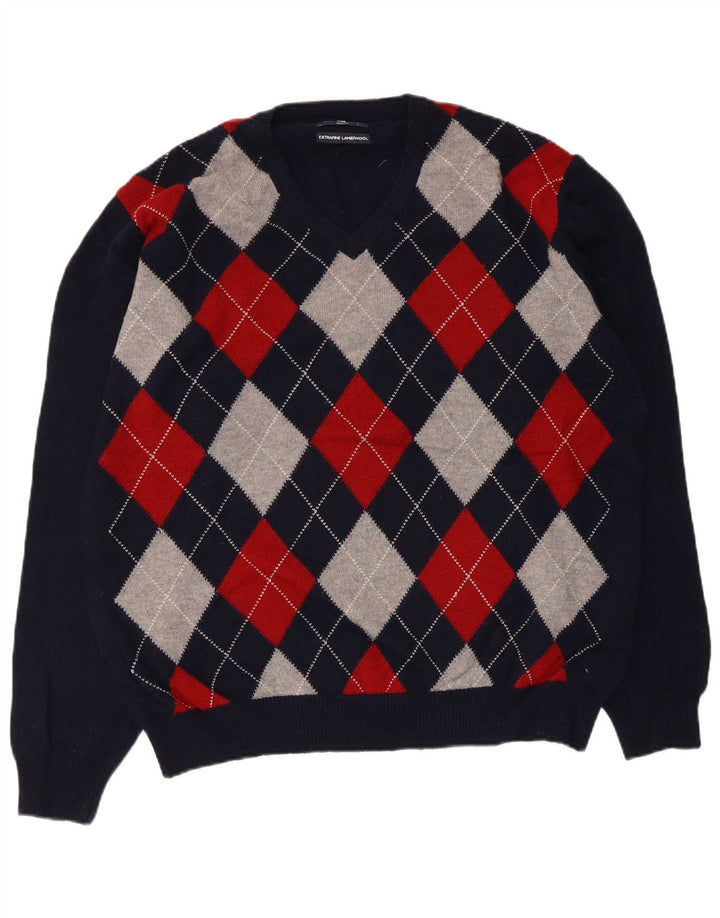 Suéter masculino Marks & Spencer Blue Harbor com decote em V grande azul marinho