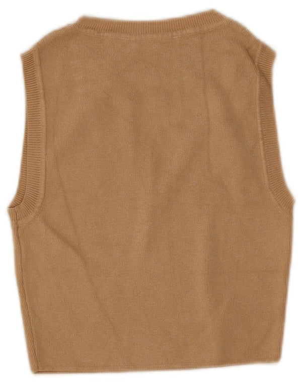 Zara Womens Crop Vest Top UK 8 Pequeno Marrom Viscose
