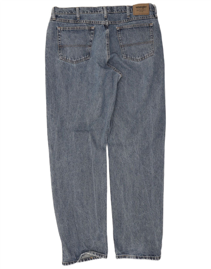Wrangler Mens Straight Jeans W38 L34 Azul Algodão