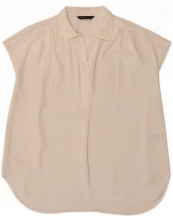Blusa feminina Marks & Spencer UK 14 grande poliéster branco