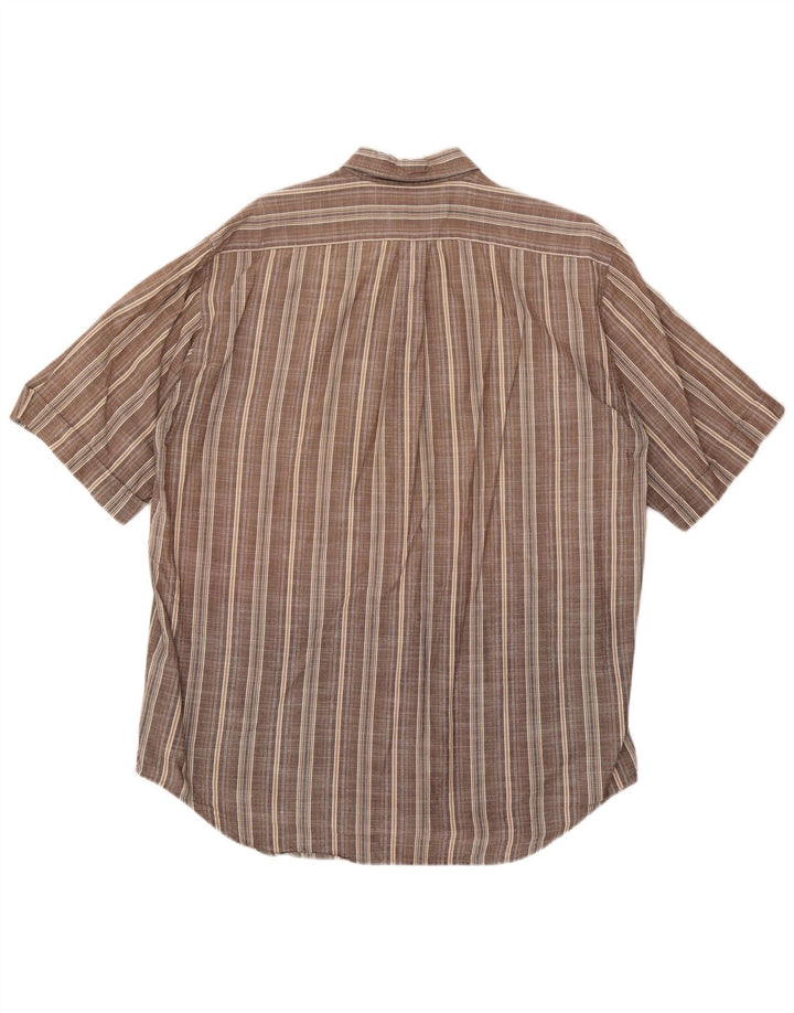 Camisa masculina de manga curta Marlboro Classics XL marrom xadrez algodão