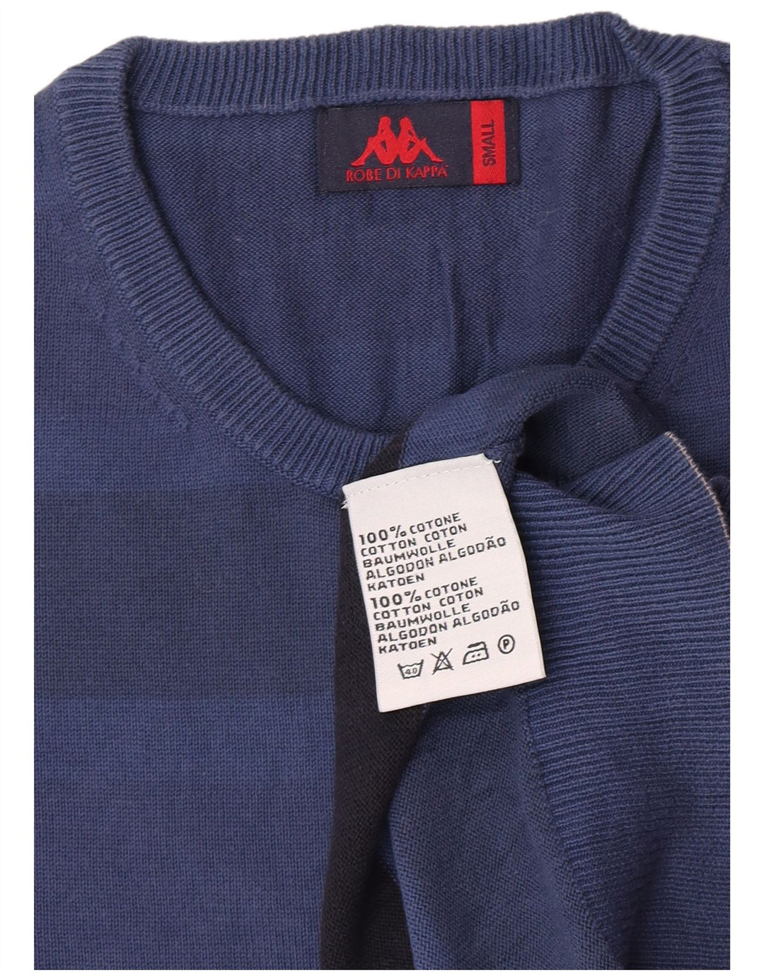 Suéter masculino Kappa com gola redonda e algodão listrado azul pequeno