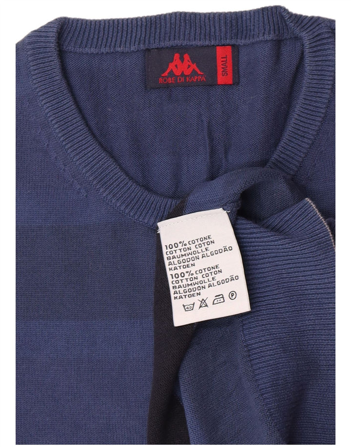 Suéter masculino Kappa com gola redonda e algodão listrado azul pequeno
