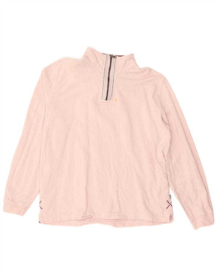 WHITE STUFF Suéter feminino com gola e zíper gráfico Reino Unido 12 rosa médio