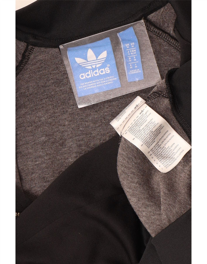 ADIDAS Womens Tracksuit Top Jacket UK 14 Medium Black Cotton