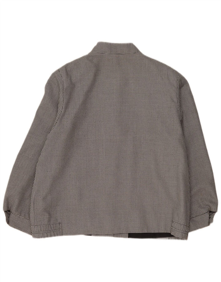 Jaqueta bomber feminina vintage UK 20 2XL poliéster preto Houndstooth