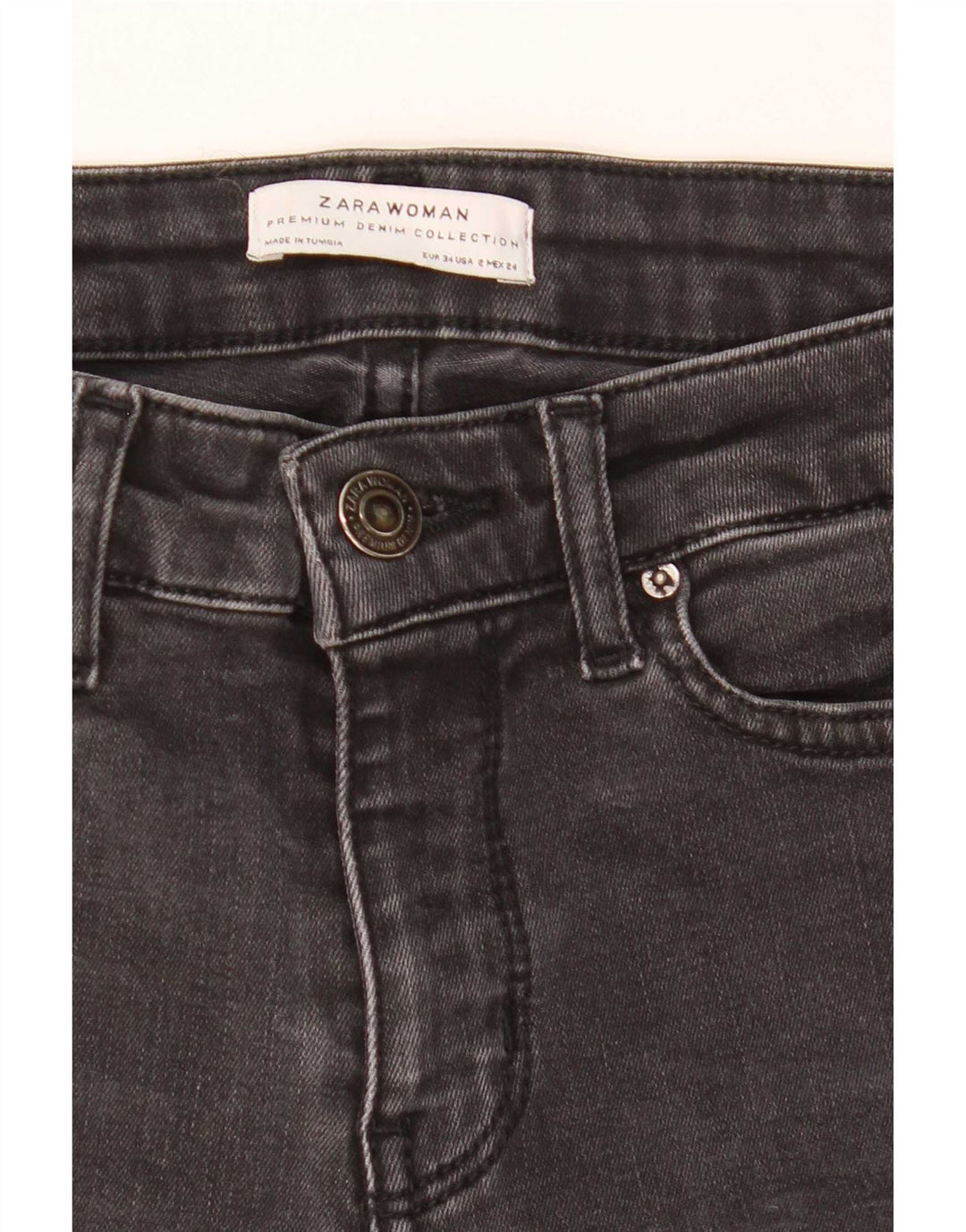 Zara Jeans feminino queimado EU 34 2XS W24 L31 cinza