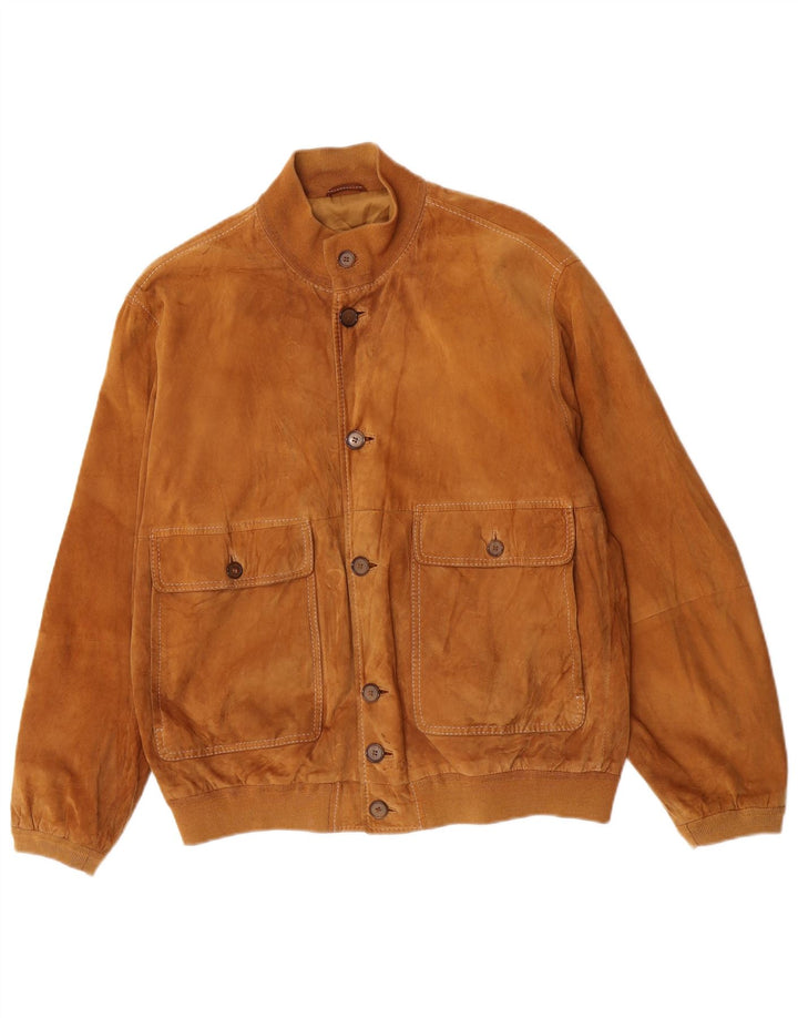 Jaqueta bomber masculina de camurça Gimo's Reino Unido 40 grande couro bege