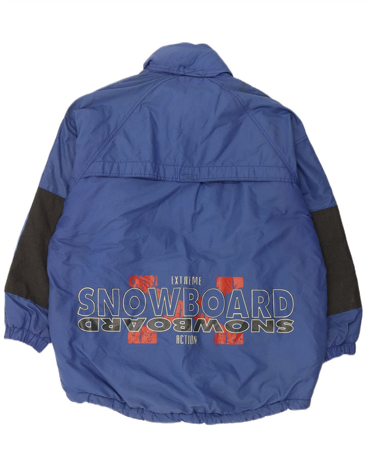 Jaqueta de esqui vintage masculina gráfica pulôver UK 42 XL azul poliamida