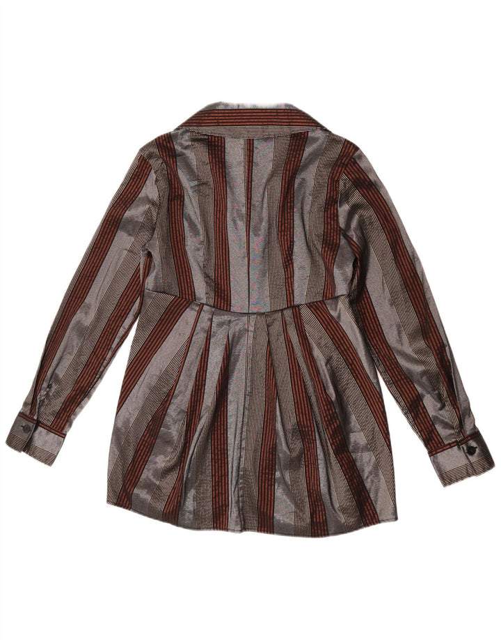 Blusa feminina Longline Naracamicie Reino Unido 12 listrada cinza médio