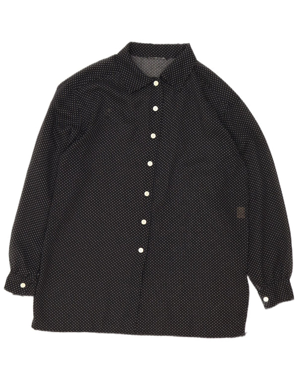 Camisa feminina vintage UK 16 grande preta manchada