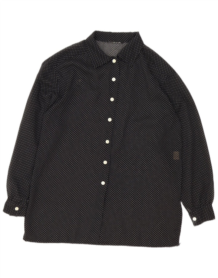Camisa feminina vintage UK 16 grande preta manchada