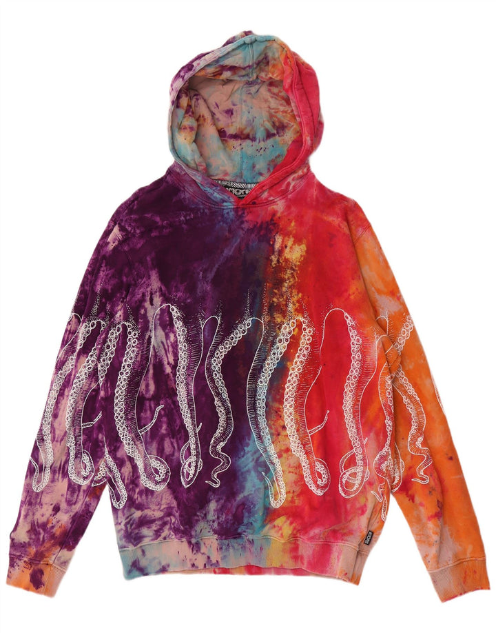 Polvo masculino gráfico moletom com capuz grande tie-dye multicolorido