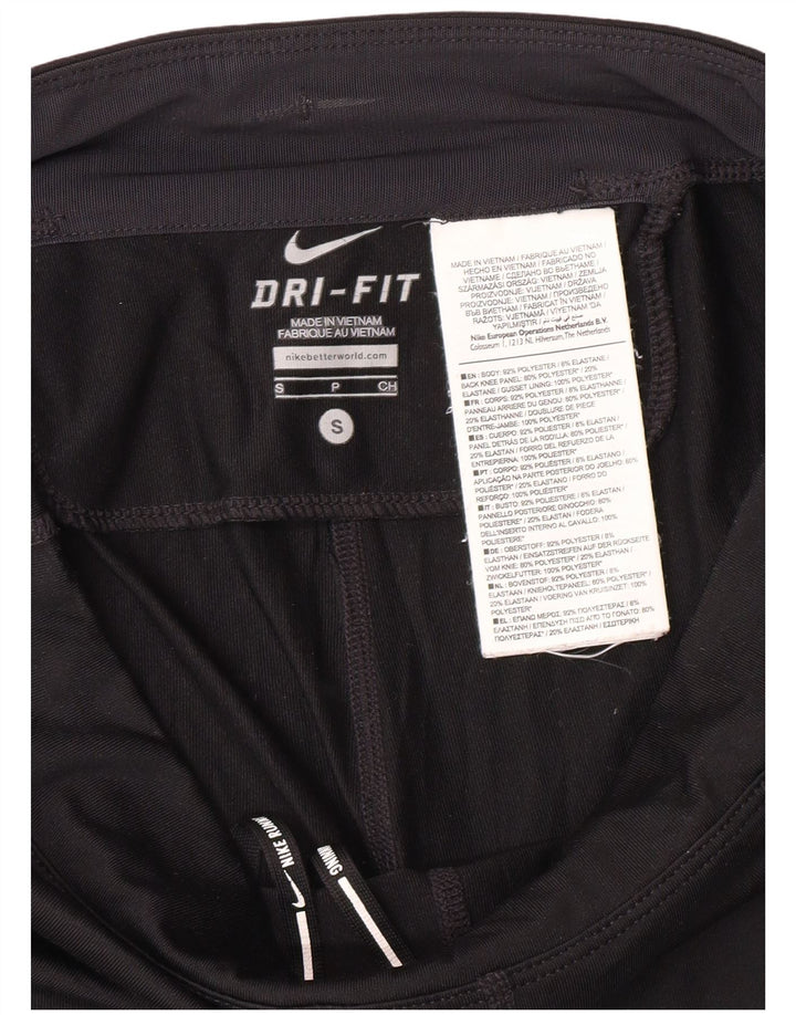 Nike Womens Dri Fit Capri Leggings UK 10 Pequeno Preto Poliéster Esportes