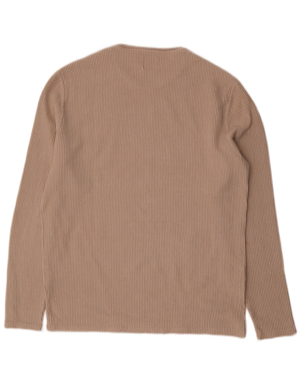 Zara Top masculino manga comprida grande algodão bege