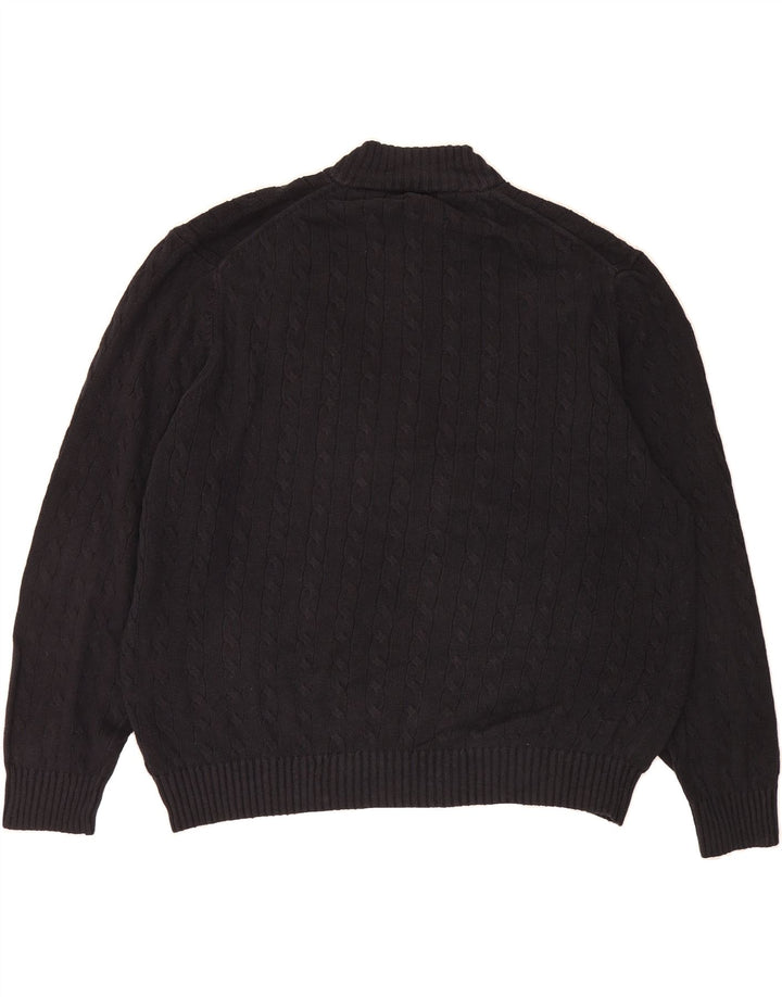 IZOD Mens Zip Neck Jumper Sweater XL Black Cotton Vintage Izod and Second-Hand Izod from Messina Hembry 