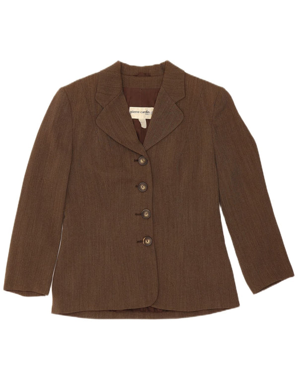 Jaqueta blazer feminina Pierre Cardin com 4 botões Reino Unido 14 marrom médio