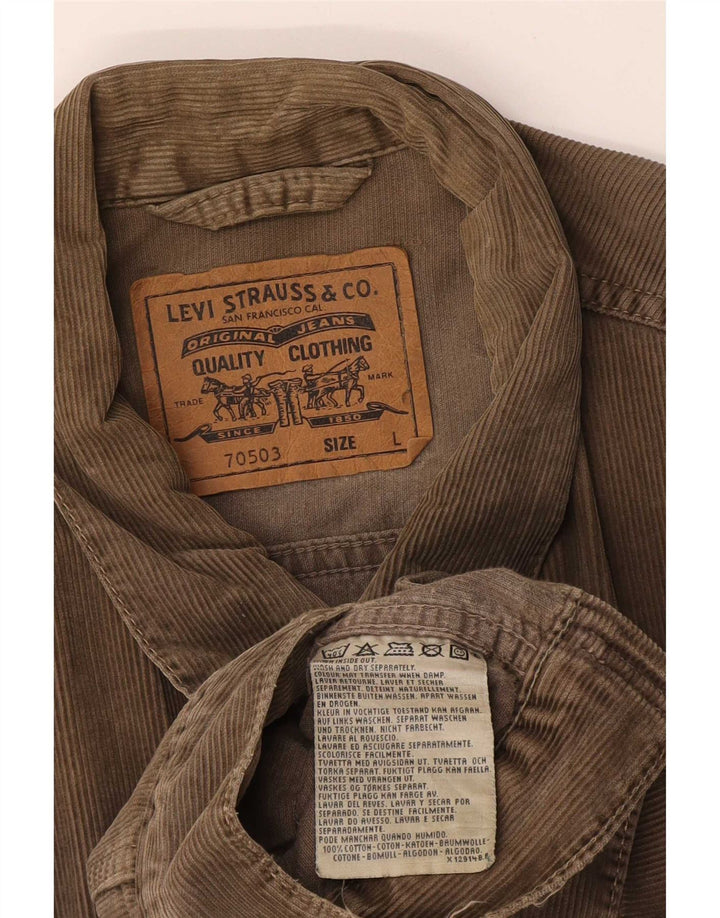 Jaqueta feminina de veludo cotelê Levi's UK 40 grande algodão marrom