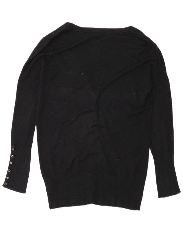 Suéter cardigã feminino Zara Reino Unido 16 grande rayon preto