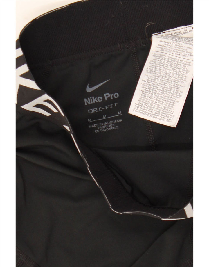 Nike Womens Dri Fit Graphic Sport Shorts UK 12 Médio Preto Poliéster