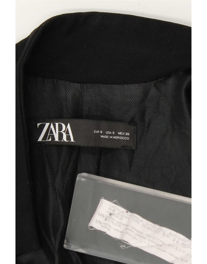 Zara Womens Longline Blazer Jacket UK 10 Pequeno Poliéster Preto