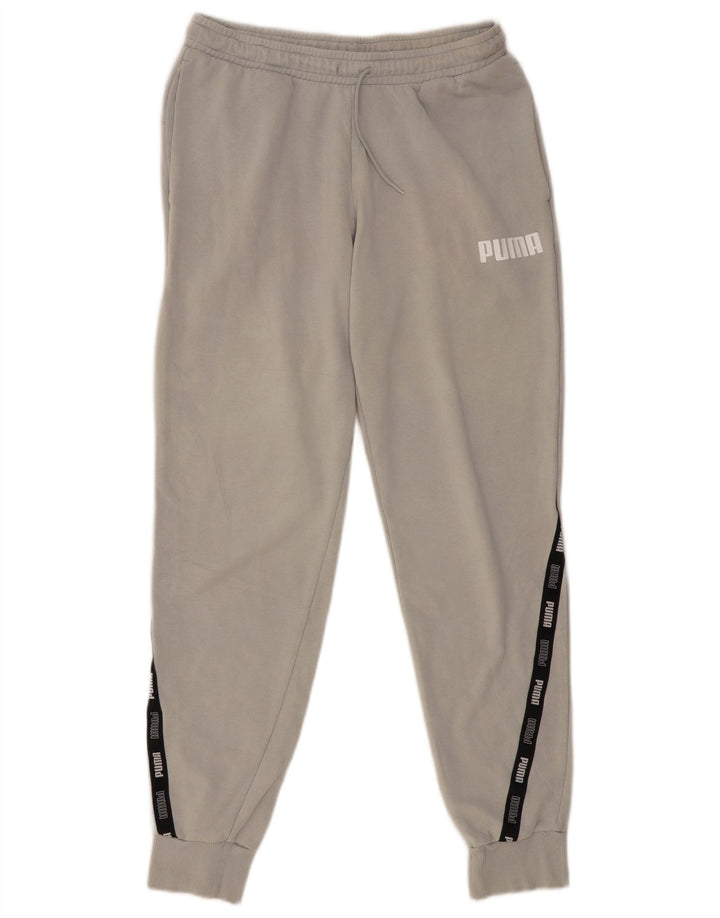 Calça esportiva masculina PUMA Graphic Joggers cinza médio bloco colorido