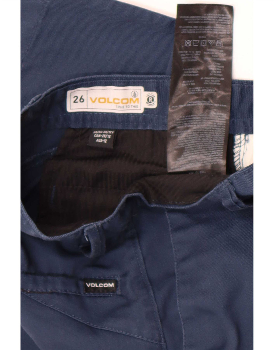 Shorts Chino Meninos Volcom 11-12 Anos W26 Azul Marinho Poliéster