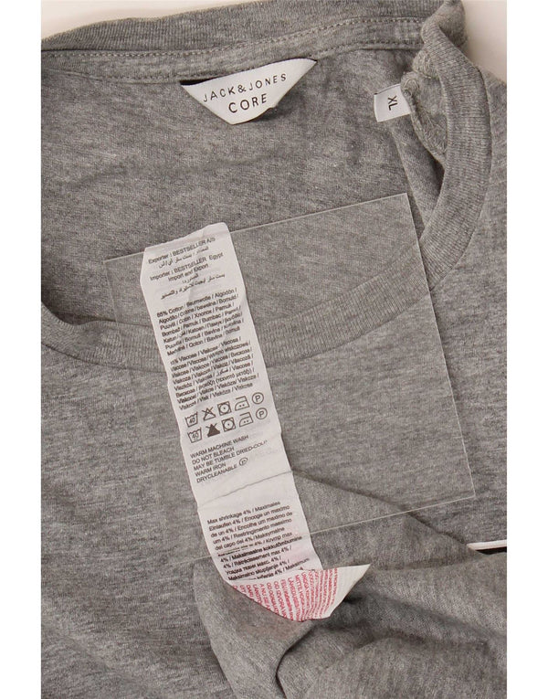 Camiseta masculina Jack & Jones Top XL algodão manchado cinza