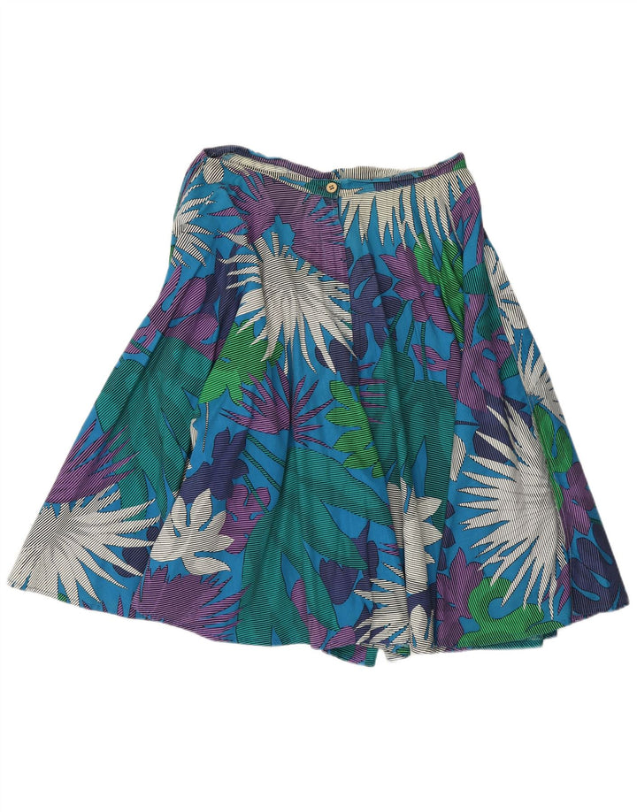Shorts femininos vintage Cullotes casuais W30 médio azul floral
