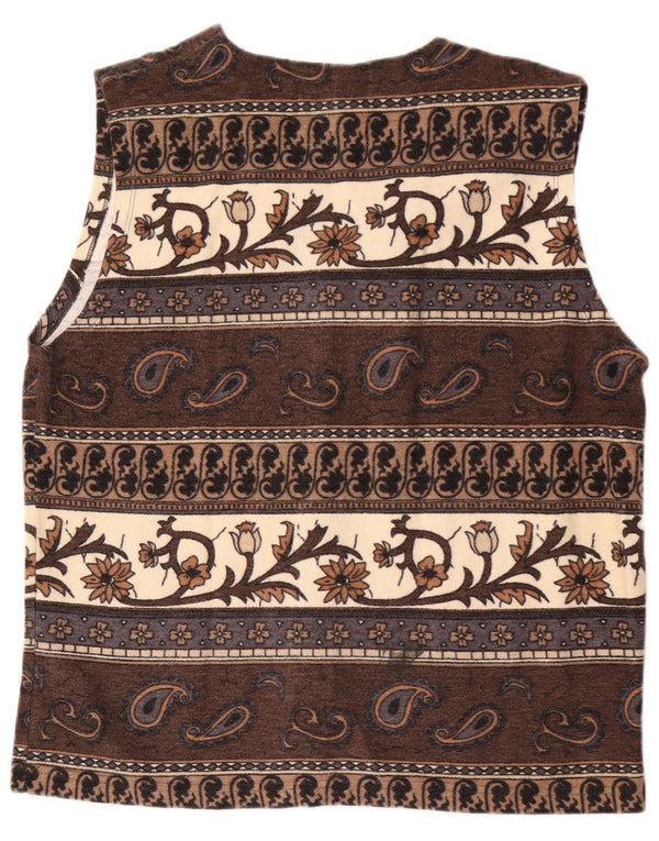 Colete feminino Dolce Vita UK 16 grande algodão paisley marrom
