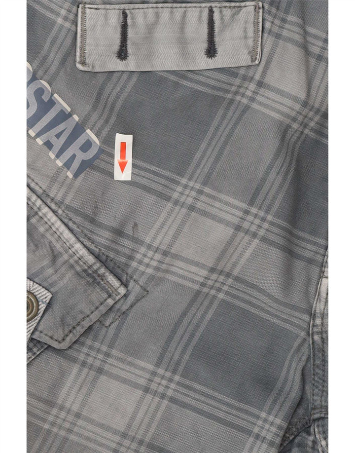 Shorts cargo masculino G-Star W32 algodão xadrez cinza médio