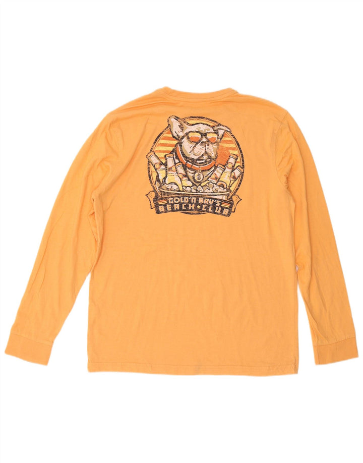 Top gráfico masculino IZOD água salgada manga comprida algodão laranja médio